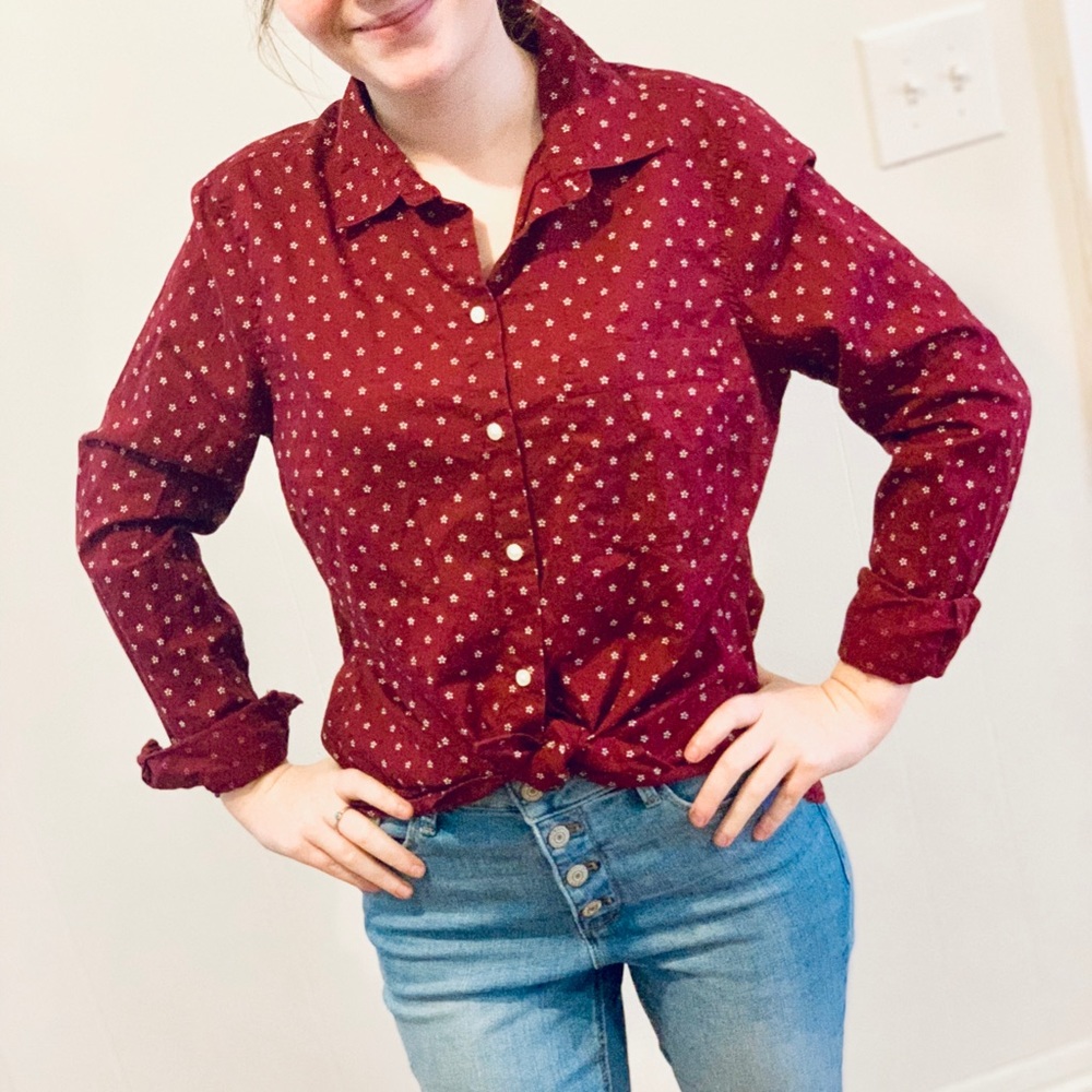 Maroon Patterned Button Down